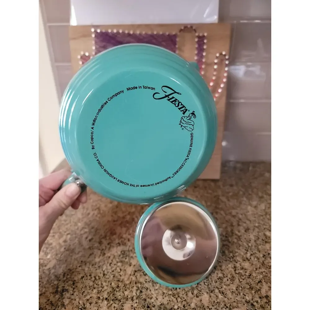 Fiestaware 90's Enameled Teapot in Sea Mist